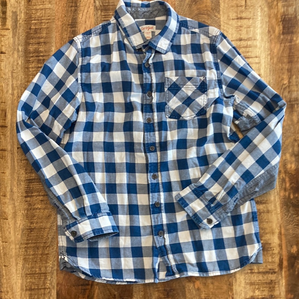 Boys Cat & Jack Plaid Button Up Size L